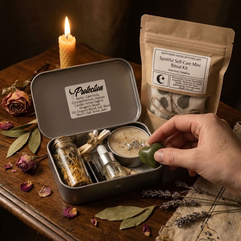 Protection and Grounding Mini Self-Care Ritual Tin - Northern Moon Apothecary